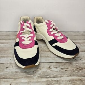 Ralph Lauren Rylee Womens Sz. 8 Shoes/ Sneakers White Blue Pink Leather  Suede